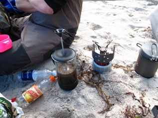 A french press on the beach A french press on the beach