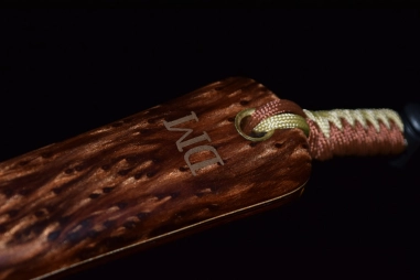 Burl net with bronze monogram Burl net with bronze monogram