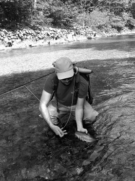 Releasing a trout Releasing a trout