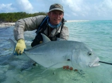 Chris with a Giant Trevally caught in the Seychelles Chris with a Giant Trevally caught in the Seychelles