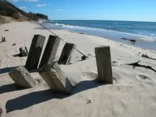 Rod resting on beach